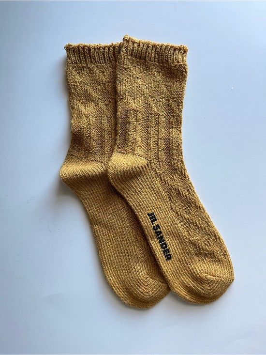 Jil Sander Accessories - Jil Sander Yellow Knit Crew Socks